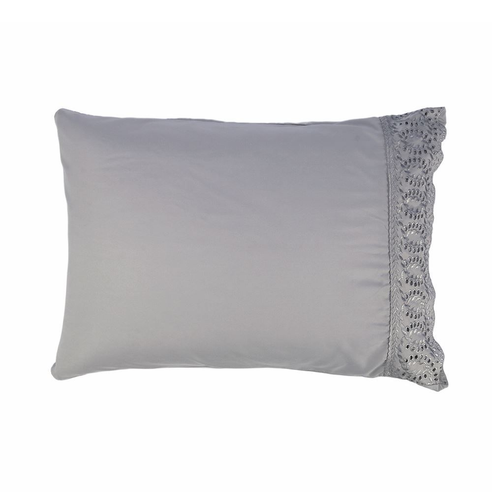 Jogo de Cama Queen 100% Poliéster com Renda Havan Casa 4 pçs - Cinza Amianto