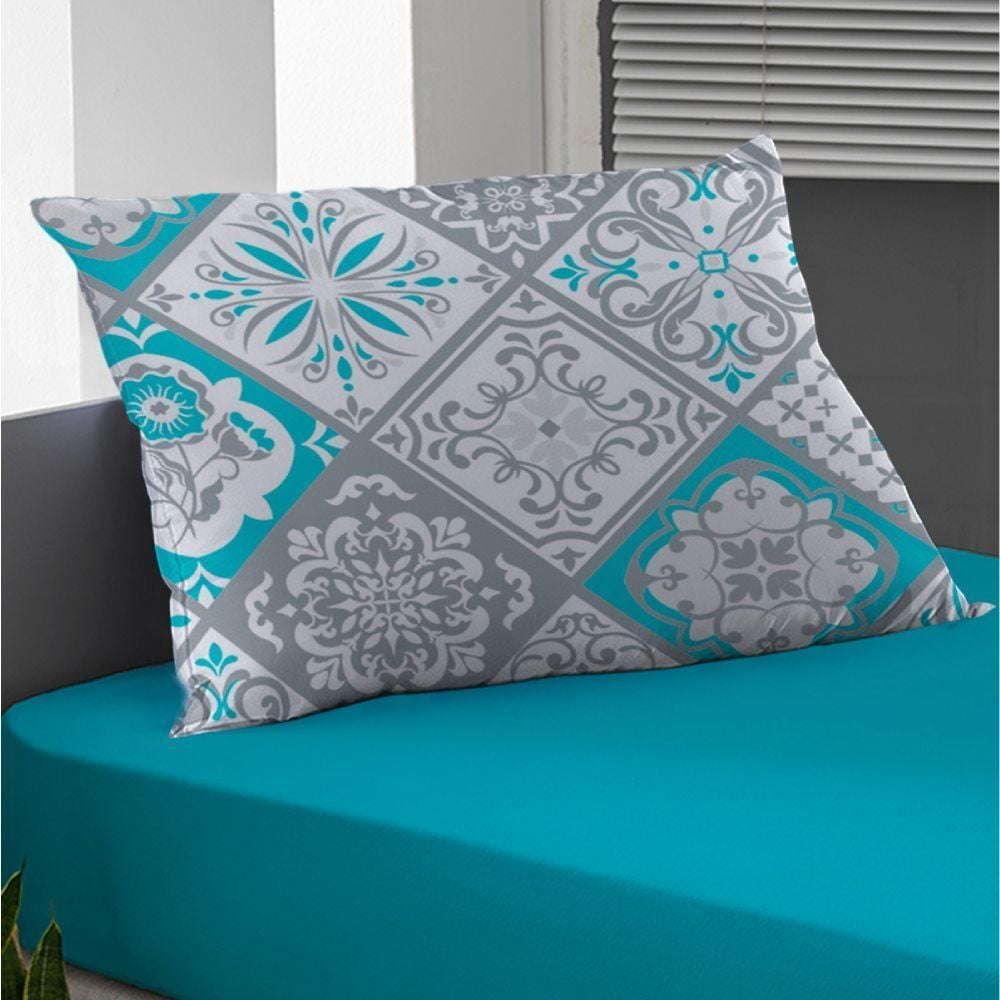 Jogo De Cama Queen Malha 100% Algodão Solecasa 3 Pçs - Lisboa Turquesa