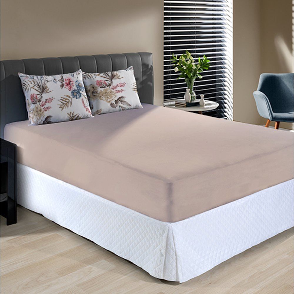 Jogo De Cama Queen Malha 100% Algodão Solecasa 3 Pçs - Kendy Bege