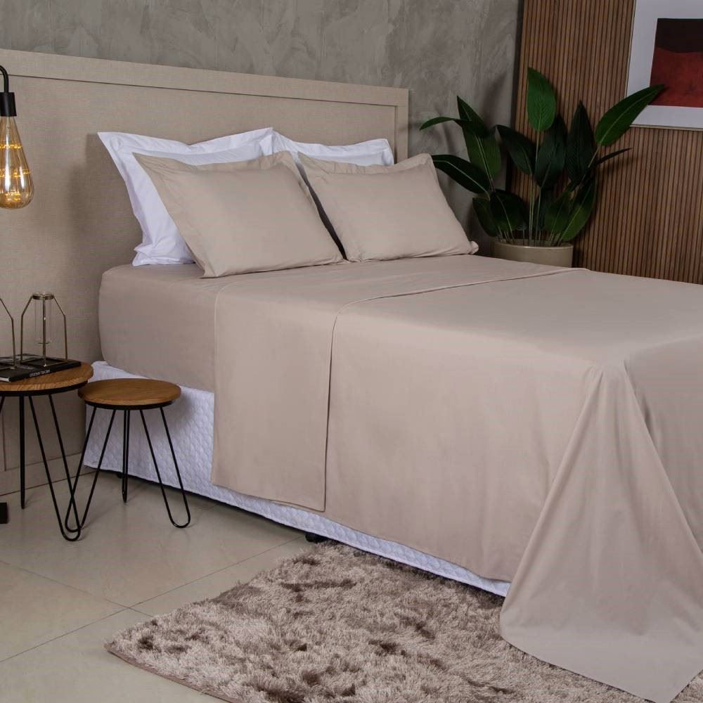 Jogo De Cama Queen Percal Buona Fortuna 4 Pçs - Cru