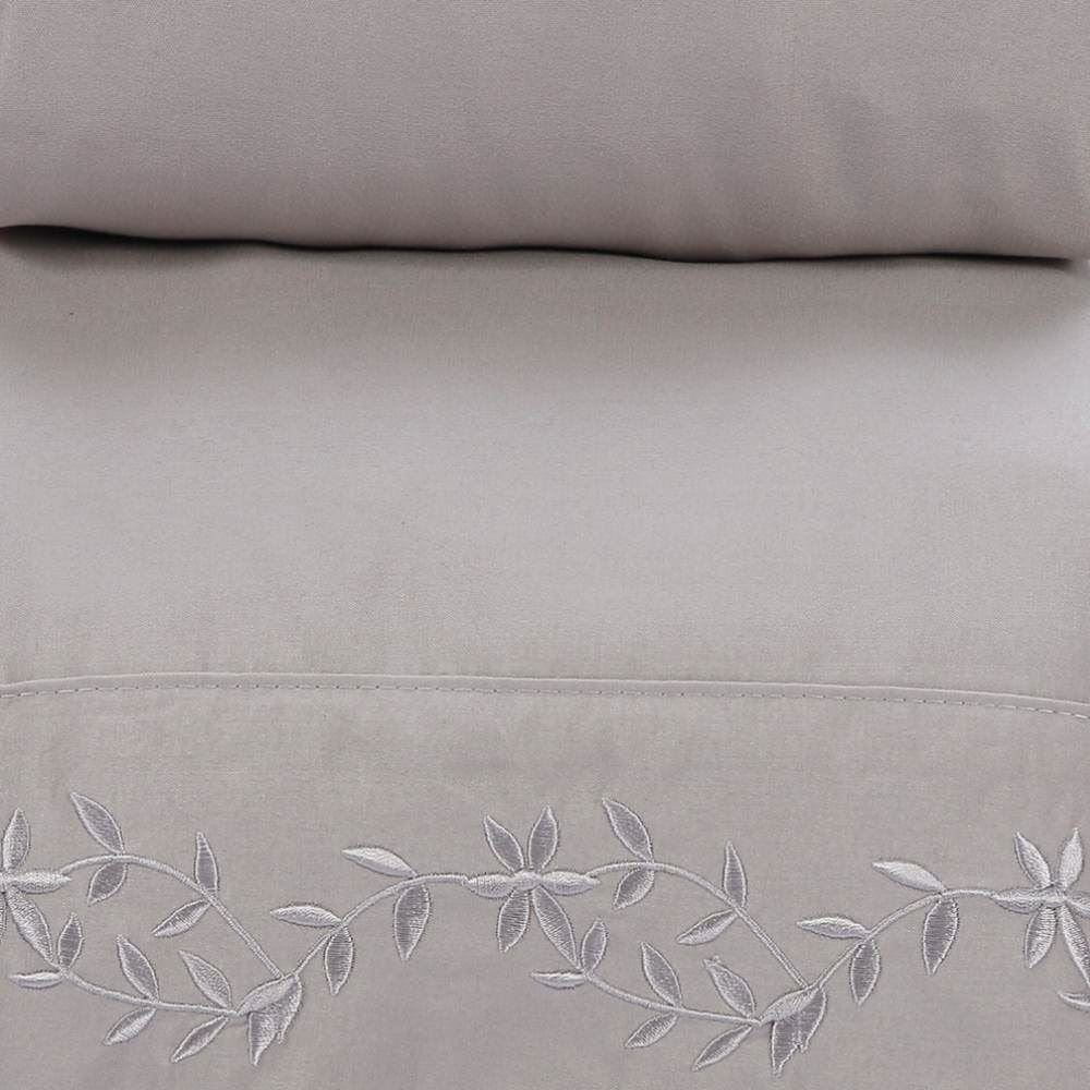 Jogo De Cama Queen Bordado Havan Casa 4 Pçs - Cinza