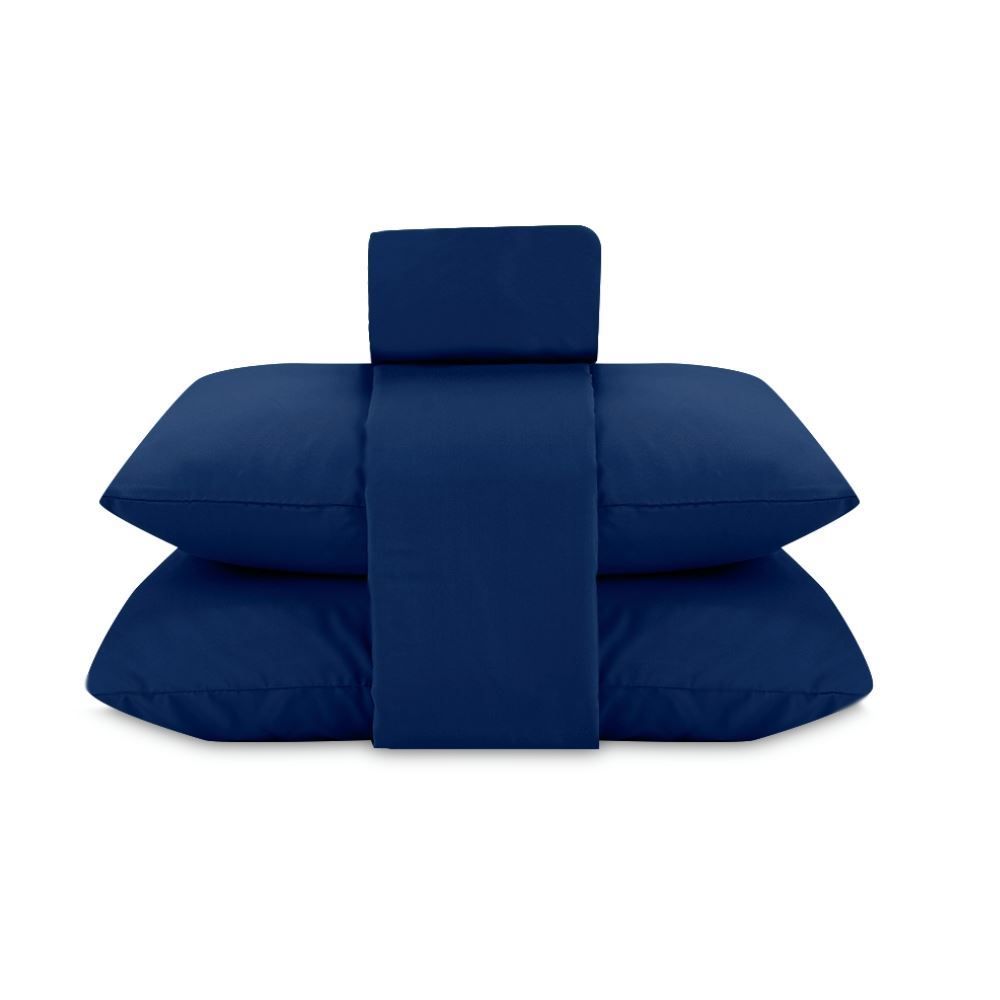 Jogo De Cama Queen Micropercal Liso Havan Casa 4 Peças - Azul Marinho 