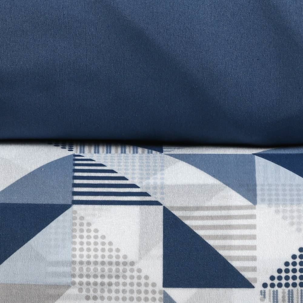 Jogo De Cama Queen Microfibra 150 Fios Havan Casa 4 Peças - Log Geo Azul