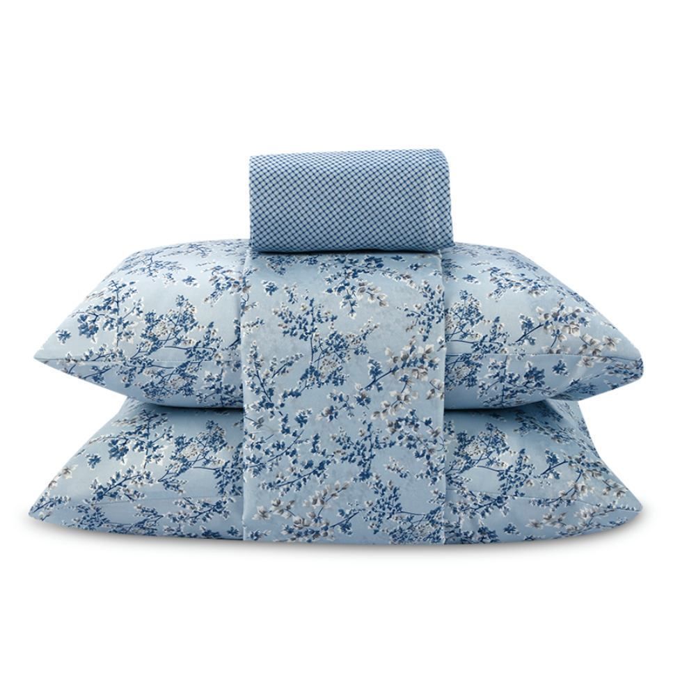 Jogo de Cama Queen Microfibra Napoli Havan Casa 4 pçs  - Charme Azul
