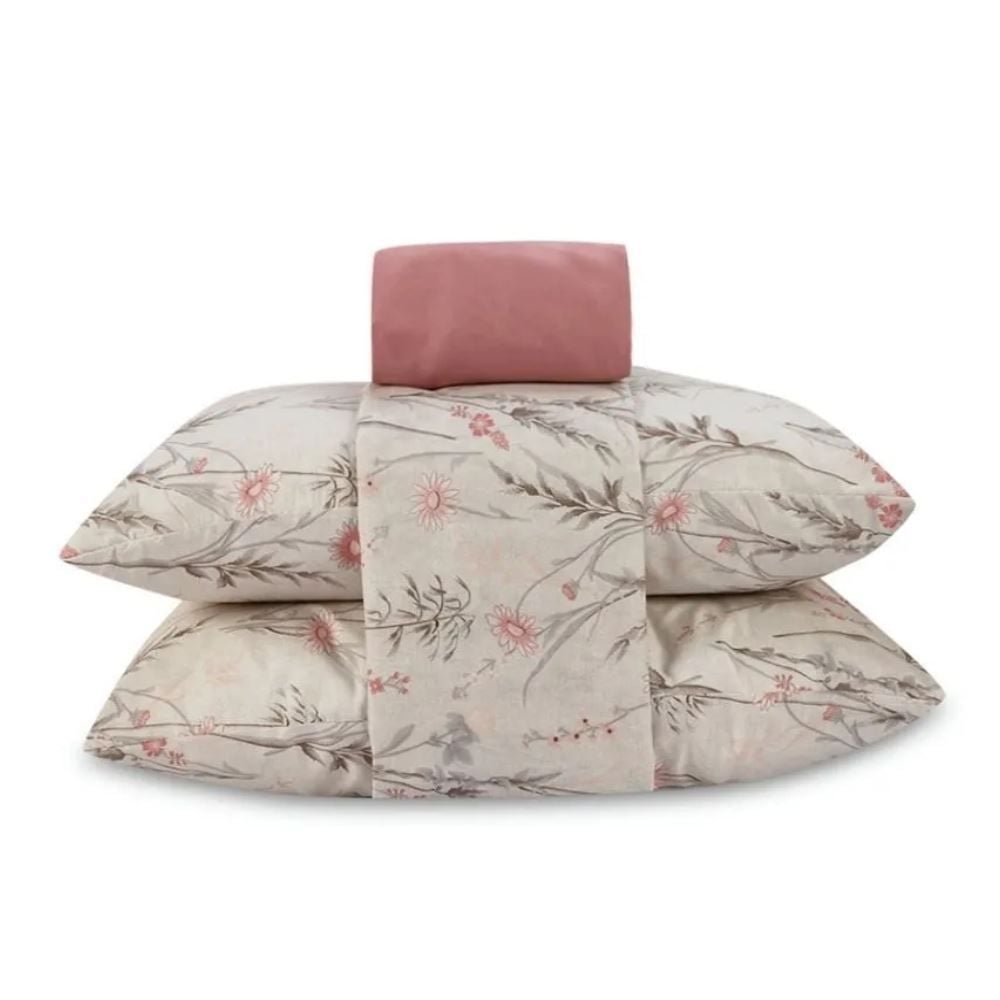 Jogo de Cama Queen Napoli Havan Casa 4 pçs  - Ofélia Flor Rosa