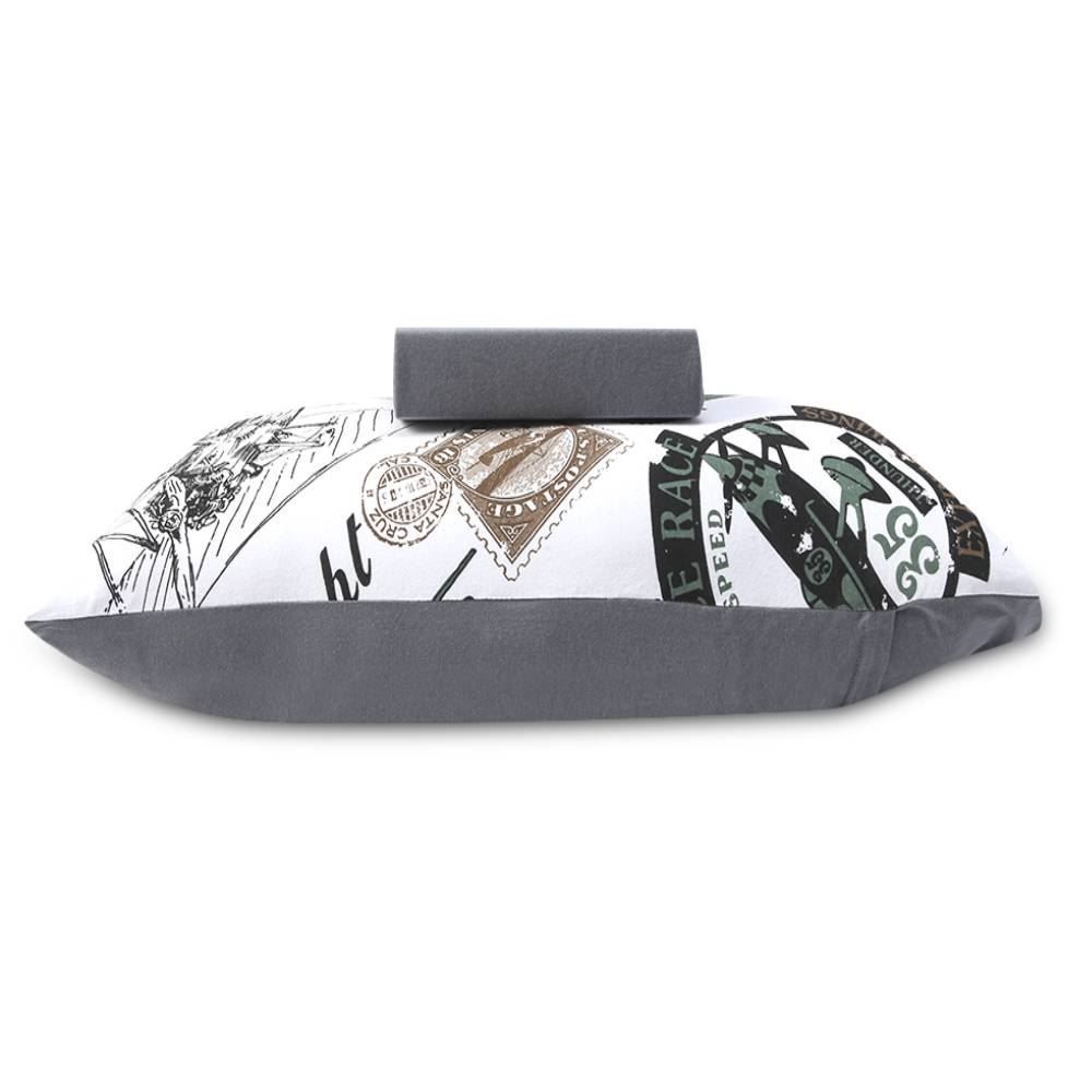 Jogo De Cama Solteiro 100% Algodão Kids Havan Casa 2 Pçs - Plane Cinza