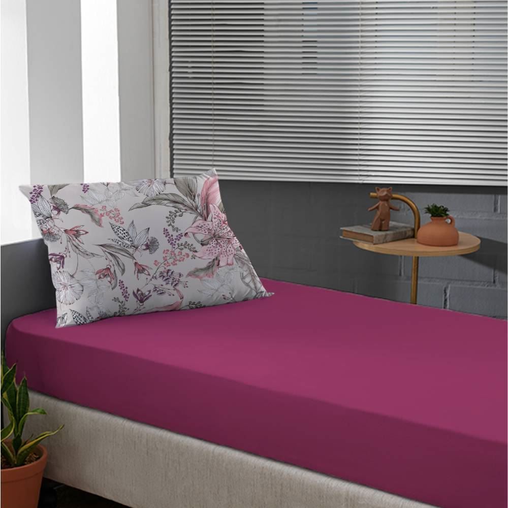 Jogo De Cama Solteiro Malha Havan Casa 2 Pçs - Ivy Fúcsia