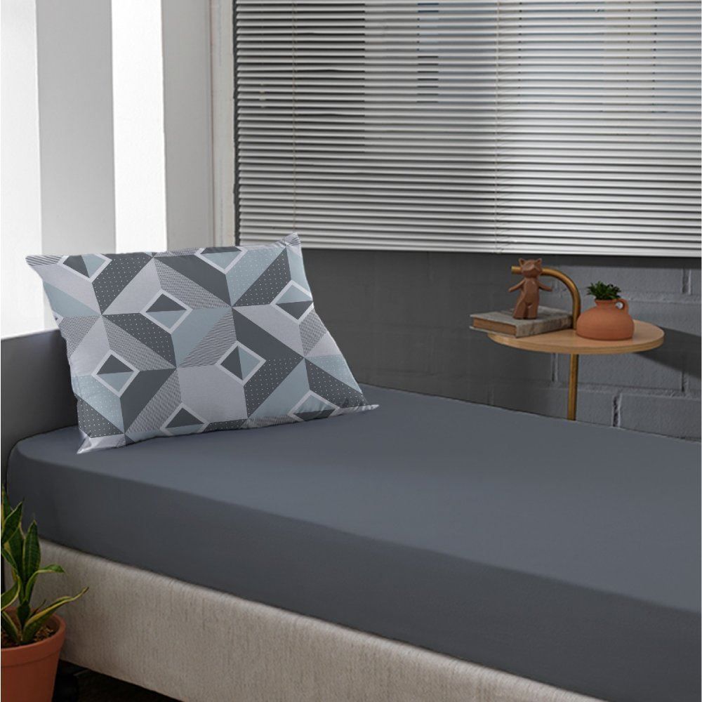 Jogo De Cama Solteiro Malha Havan Casa 2 Pçs - Bruce Cinza