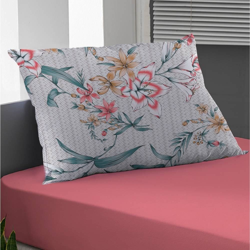 Jogo De Cama Solteiro Malha 100% Algodão Solecasa 2 Pçs - Daisy Goiaba