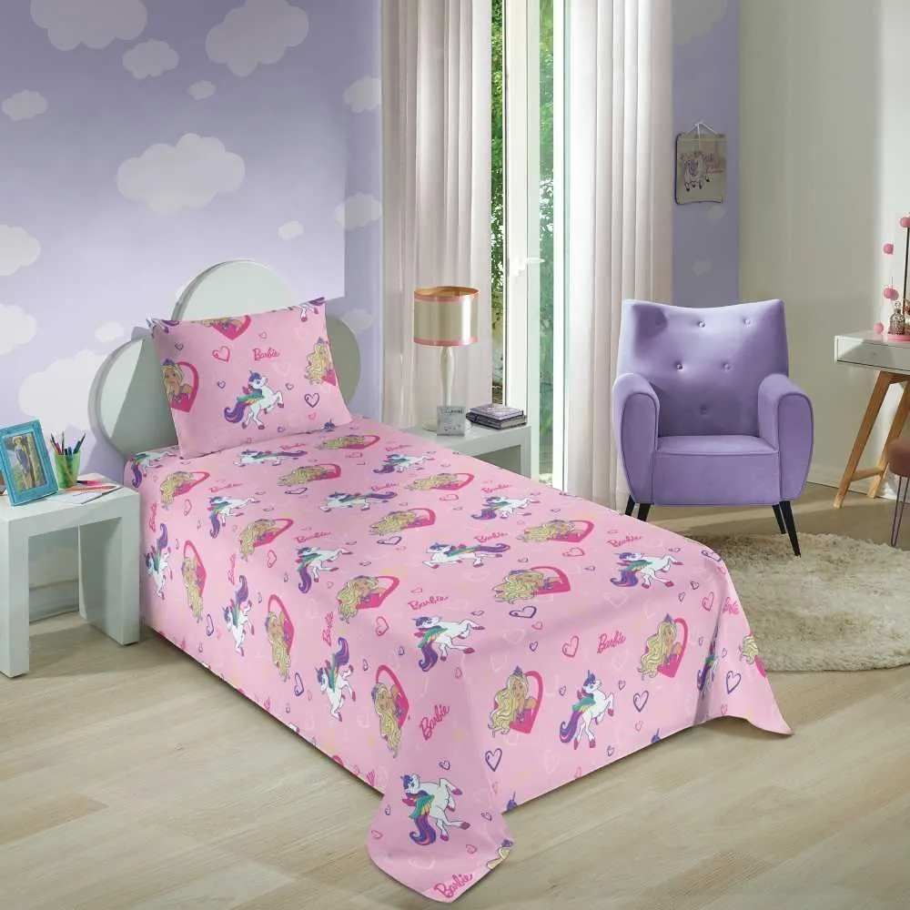 Jogo De Cama Solteiro Estampado Barbie Lepper 2 Pçs - Barbie