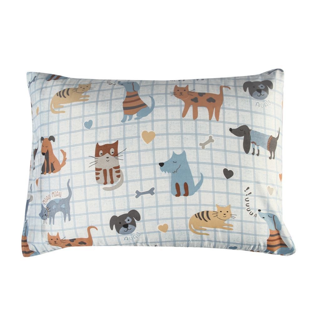  Jogo De Cama Solteiro 150 Fios Havan Kids 3 Pçs - Pets Azul 