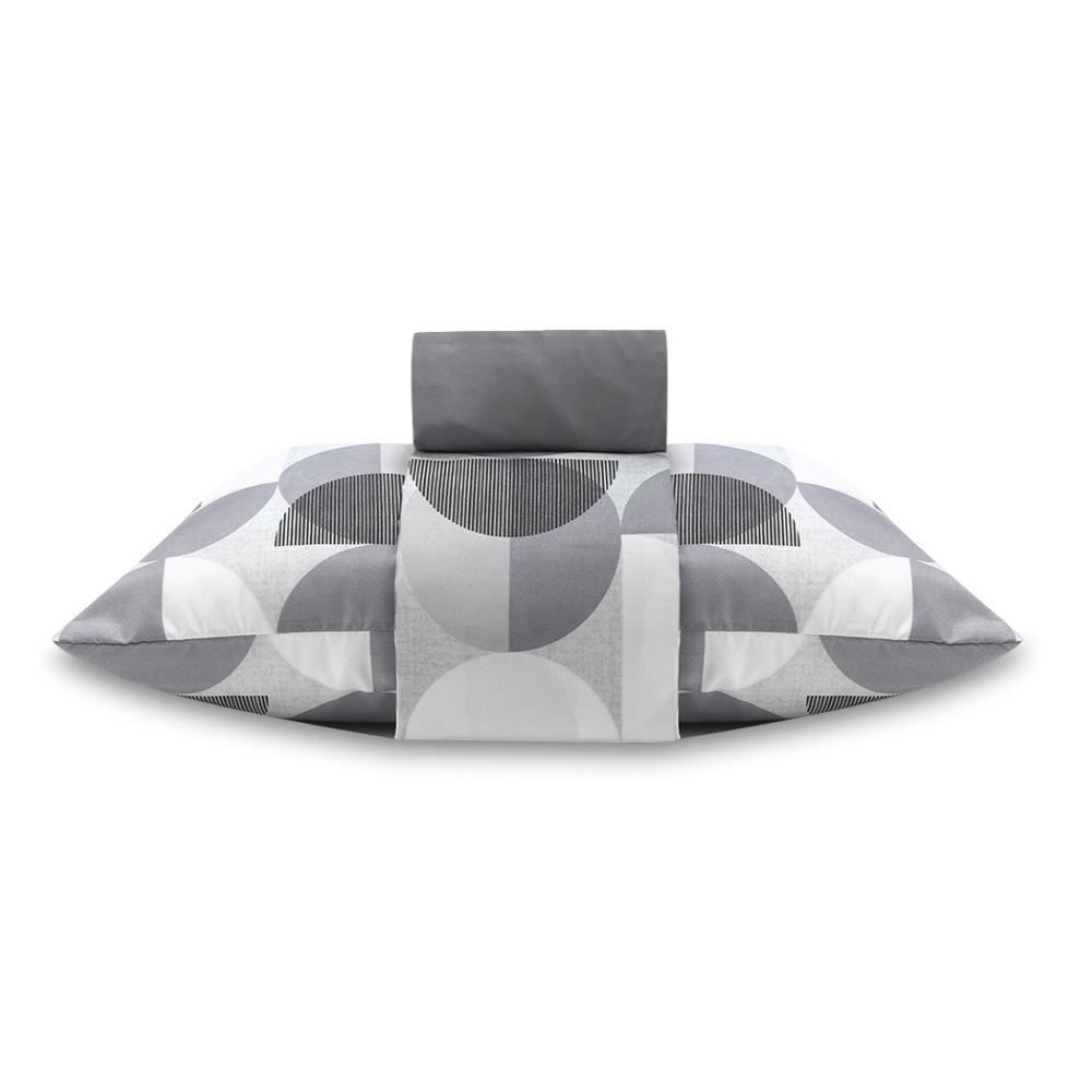 Jogo De Cama Solteiro Microfibra Havan Casa 3 Peças - Luccius Geo Cinza