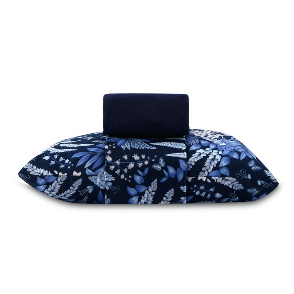 Jogo de Cama Solteiro Micropercal Havan Casa 3 pçs - Flowers Marinho