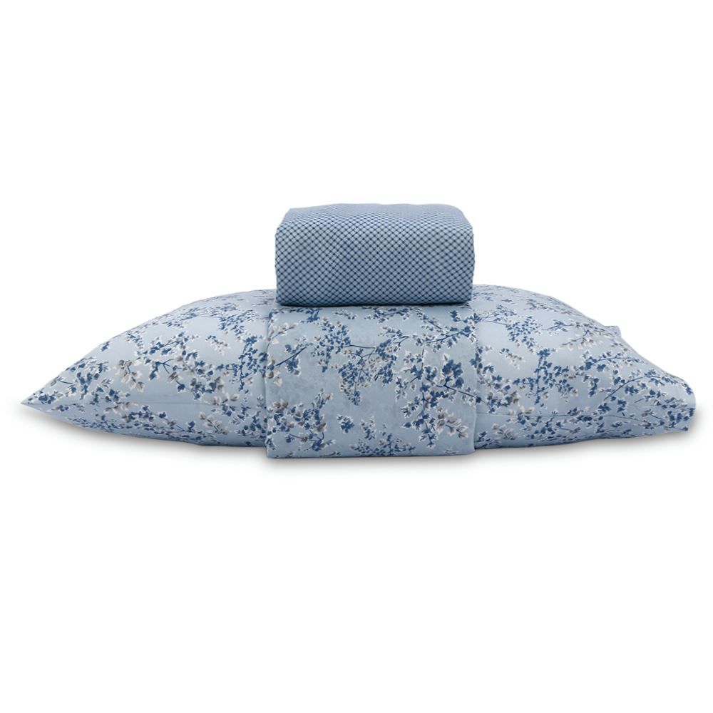 Jogo de Cama Solteiro Napoli Havan Casa 3 Peças - Charme Azul