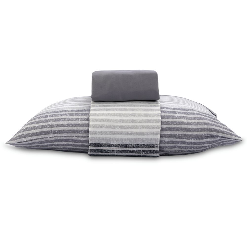 Jogo de Cama Solteiro Napoli Havan Casa 3 Peças - Fabricio Listra Cinza