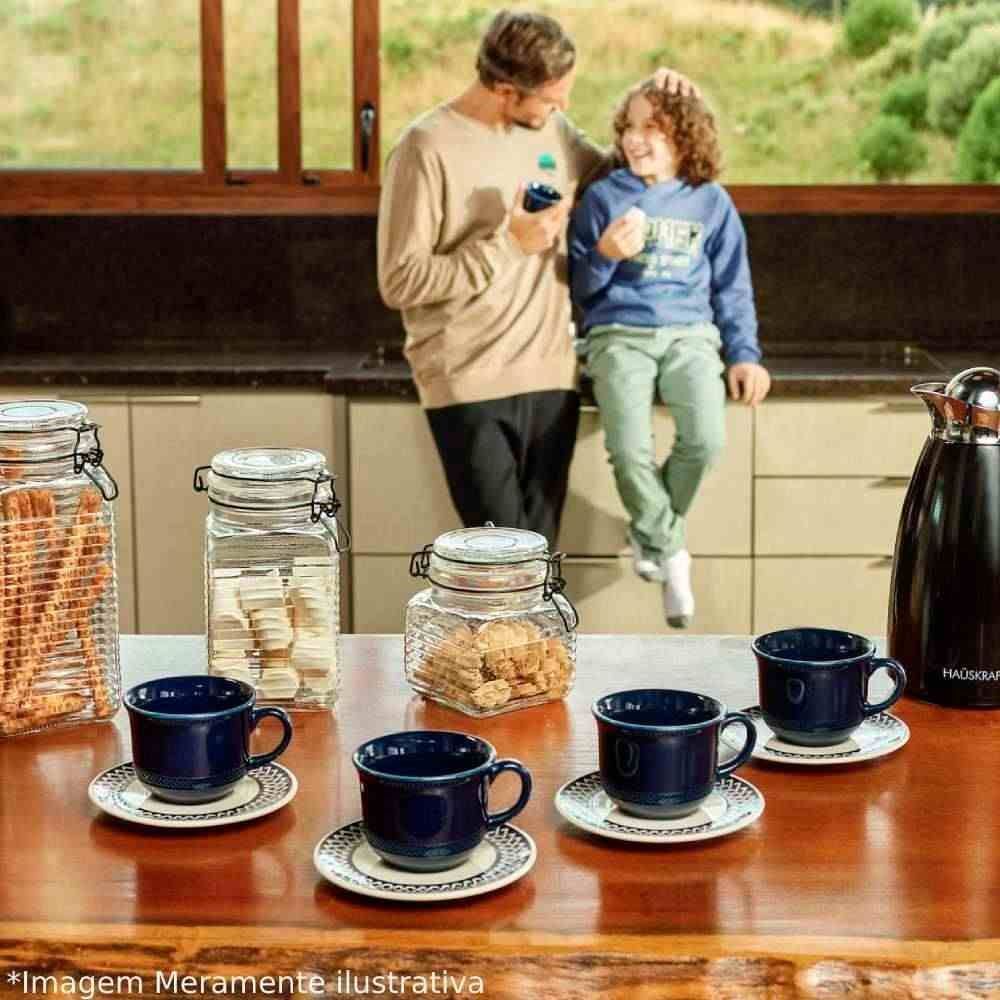 Jogo De Xícara De Chá New Trama Blue Biona 12 Pçs - Cerâmica