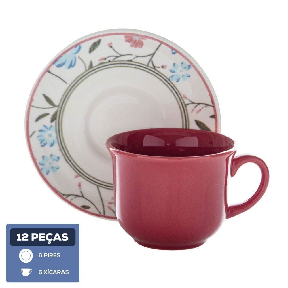 Jogo De Xícara De Chá Mary Biona 12 Pçs - Cerâmica