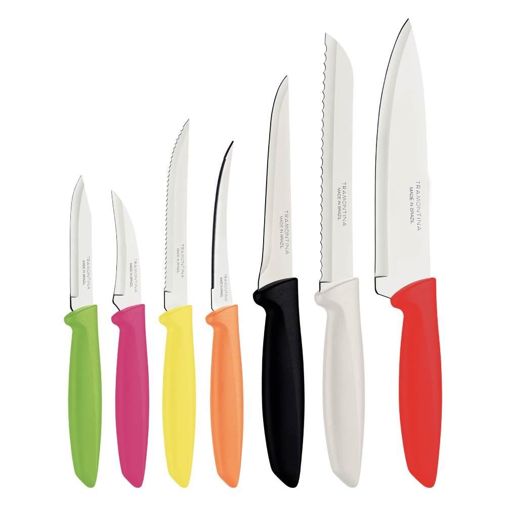 Jogo De Faca Tramontina Aço Inox 7 Peças - Mix Cores 