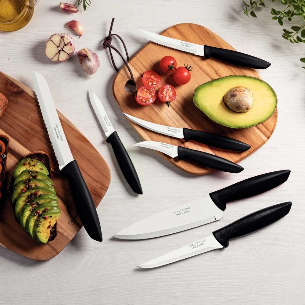 Jogo De Facas Plenus Aço Inox 7 Peças Tramontina - Preto