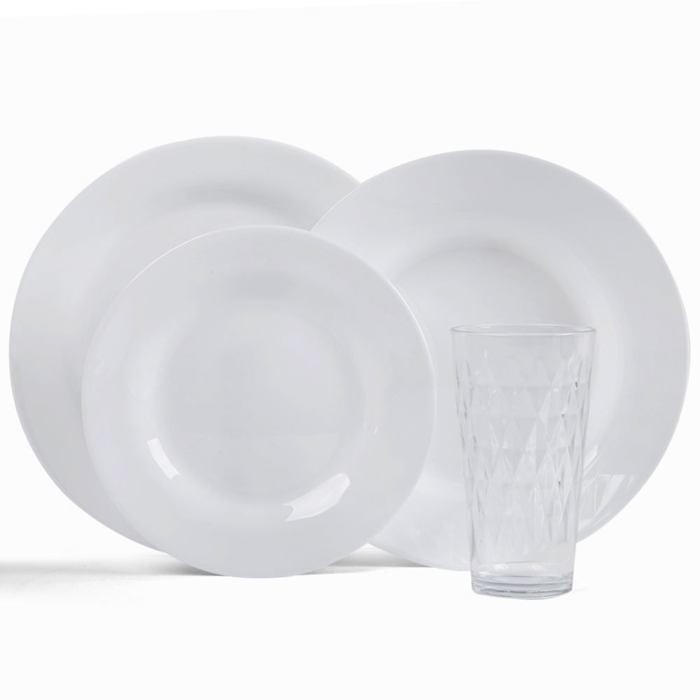 Aparelho De Jantar Opaline Menu Vitrage Nadir 16 Peças - Branco