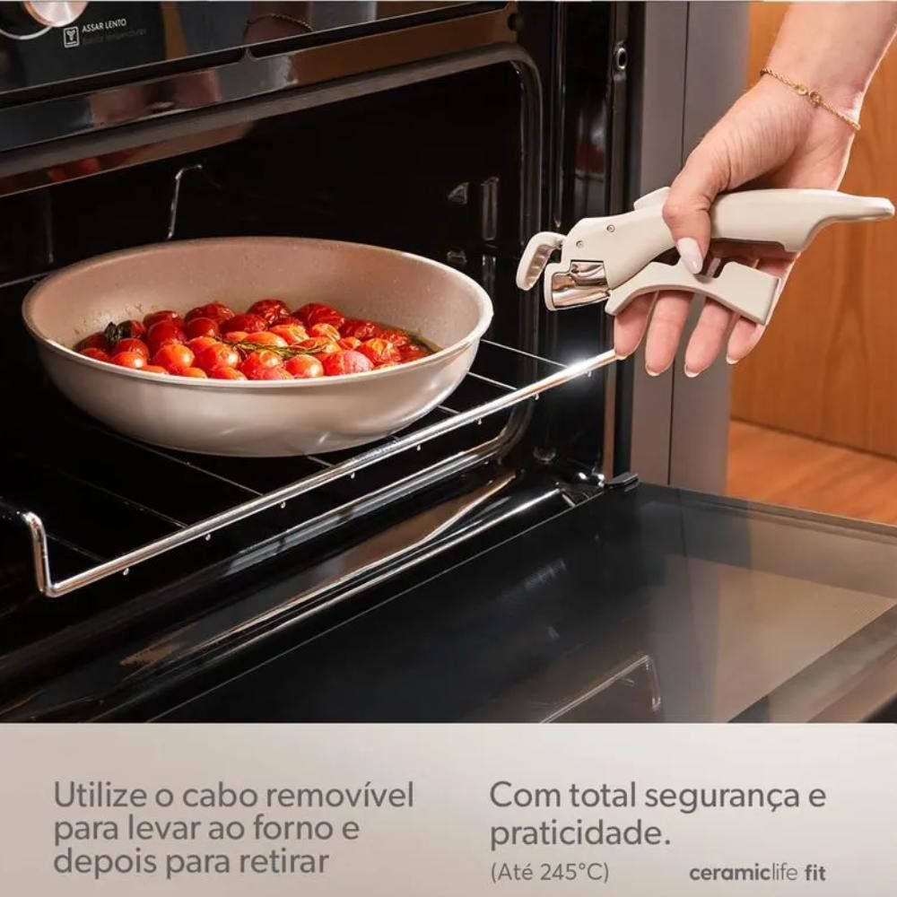 Jogo De Panelas Com Cabo Removível Fit 10 Peças Brinox - Areia