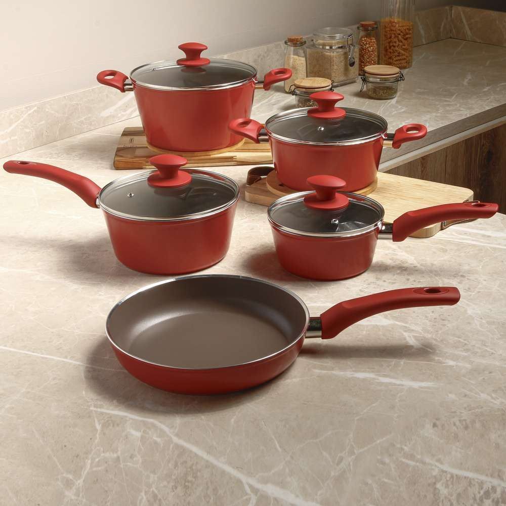 Jogo De Panelas De Indução Montreal Havan Casa 5 Peças - Carmim