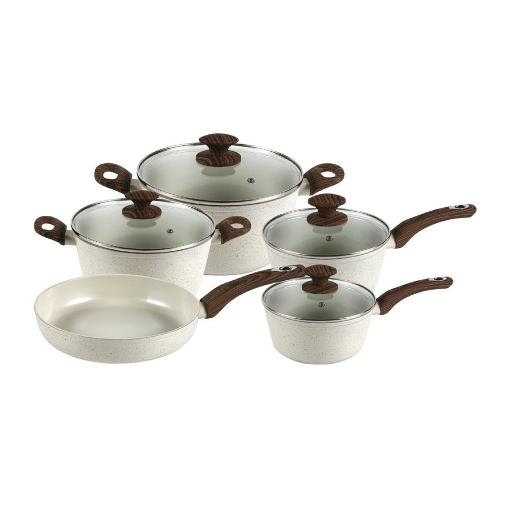 Jogo De Panelas Indução Montreal Havan Casa 5 Peças - Baunilha 