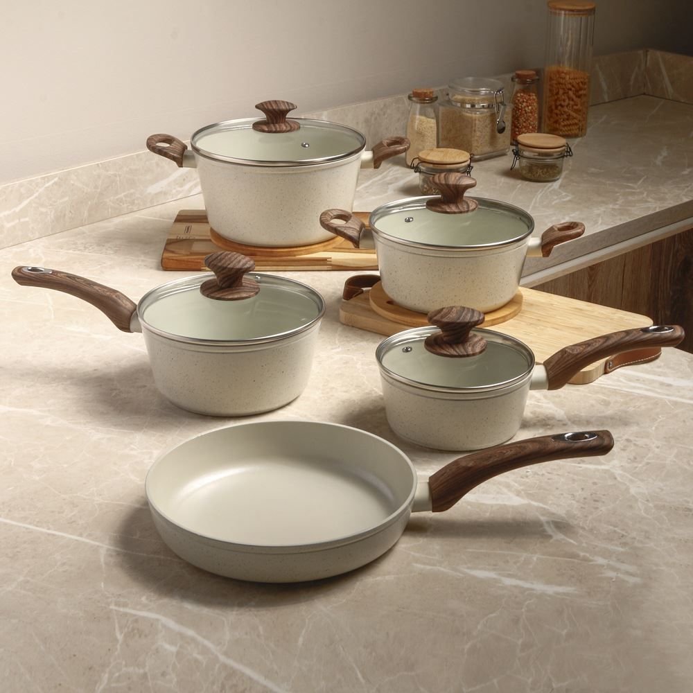 Jogo De Panelas Indução Montreal Havan Casa 5 Peças - Baunilha 