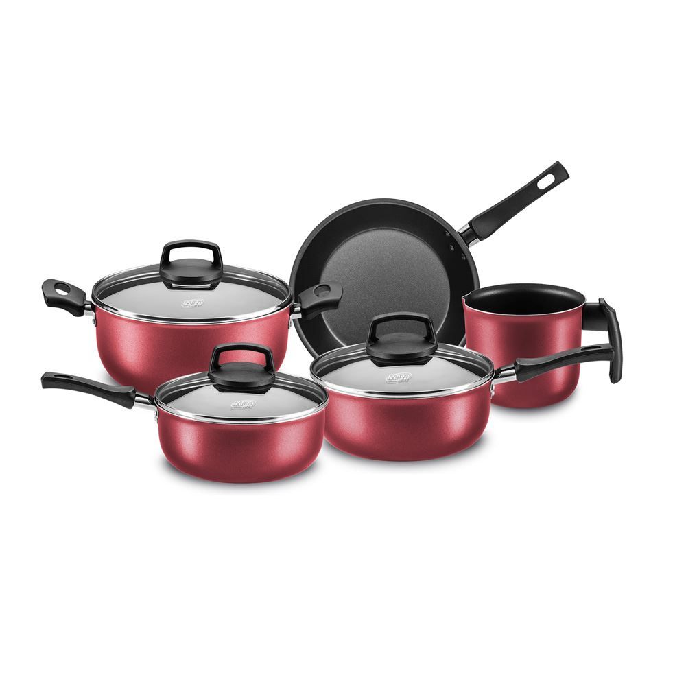 Jogo De Panelas Safira Smart Mta 5 Peças - Cereja