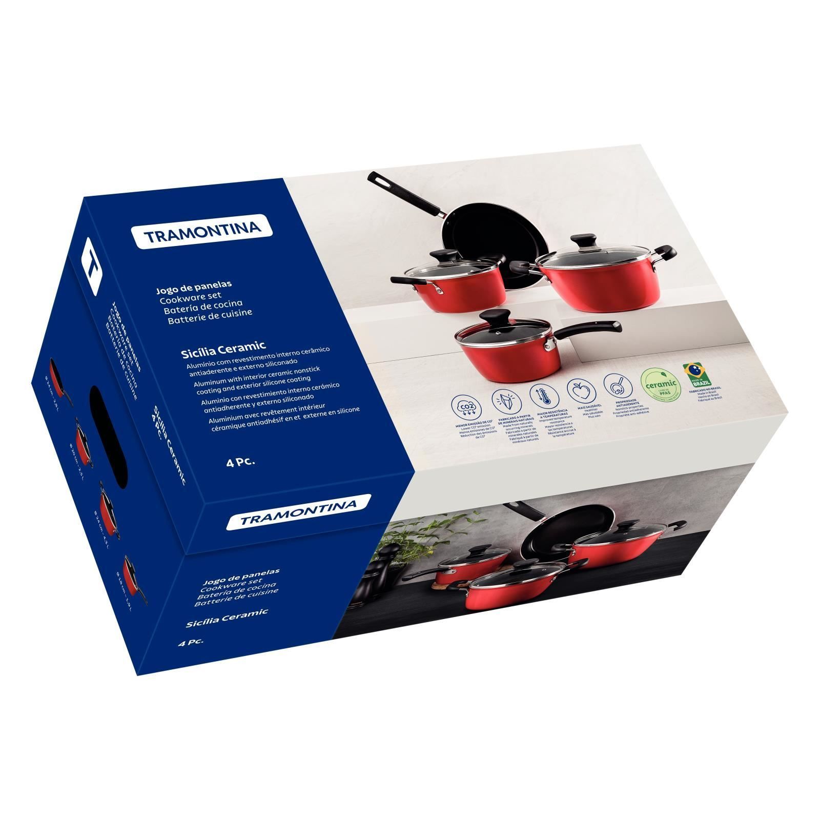 Jogo De Panelas Sicília Tramontina 4 Peças - Vermelho