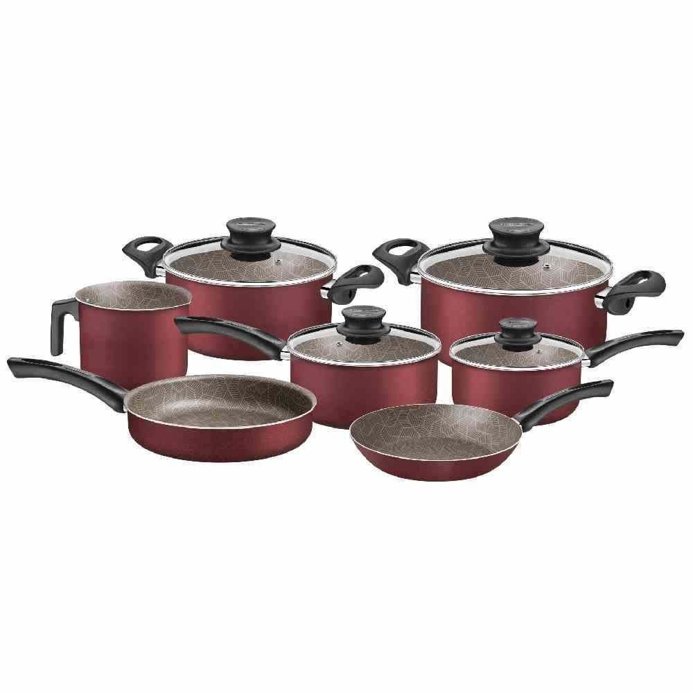 Jogo De Panelas Tramontina Paris Starflon 7 Peças - Vermelho