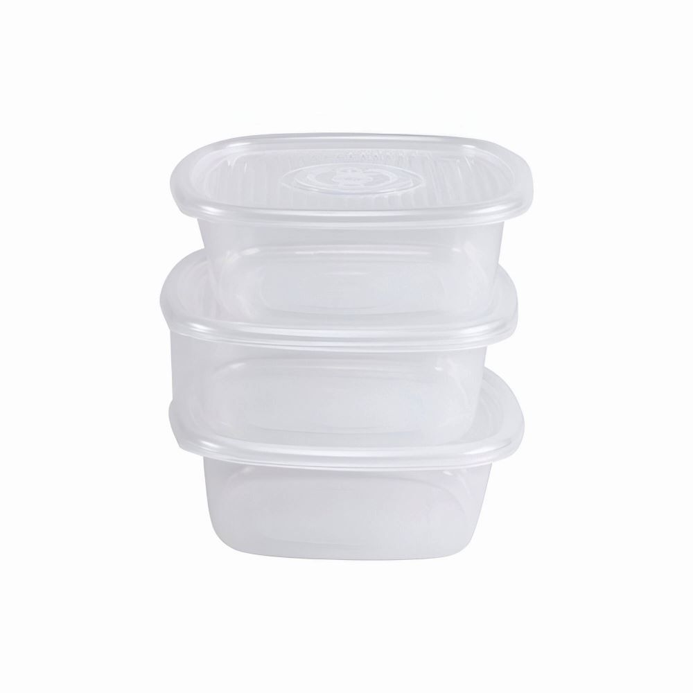 Jogo De Pote Quadrado Pop 1 Litro Plasútil - Transparente