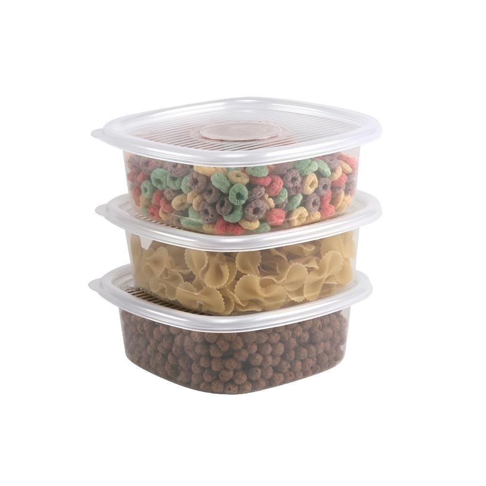 Jogo De Pote Quadrado Pop 1 Litro Plasútil - Transparente