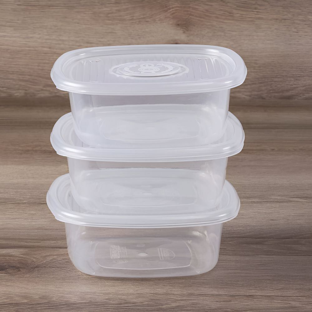 Jogo De Pote Quadrado Pop 1 Litro Plasútil - Transparente