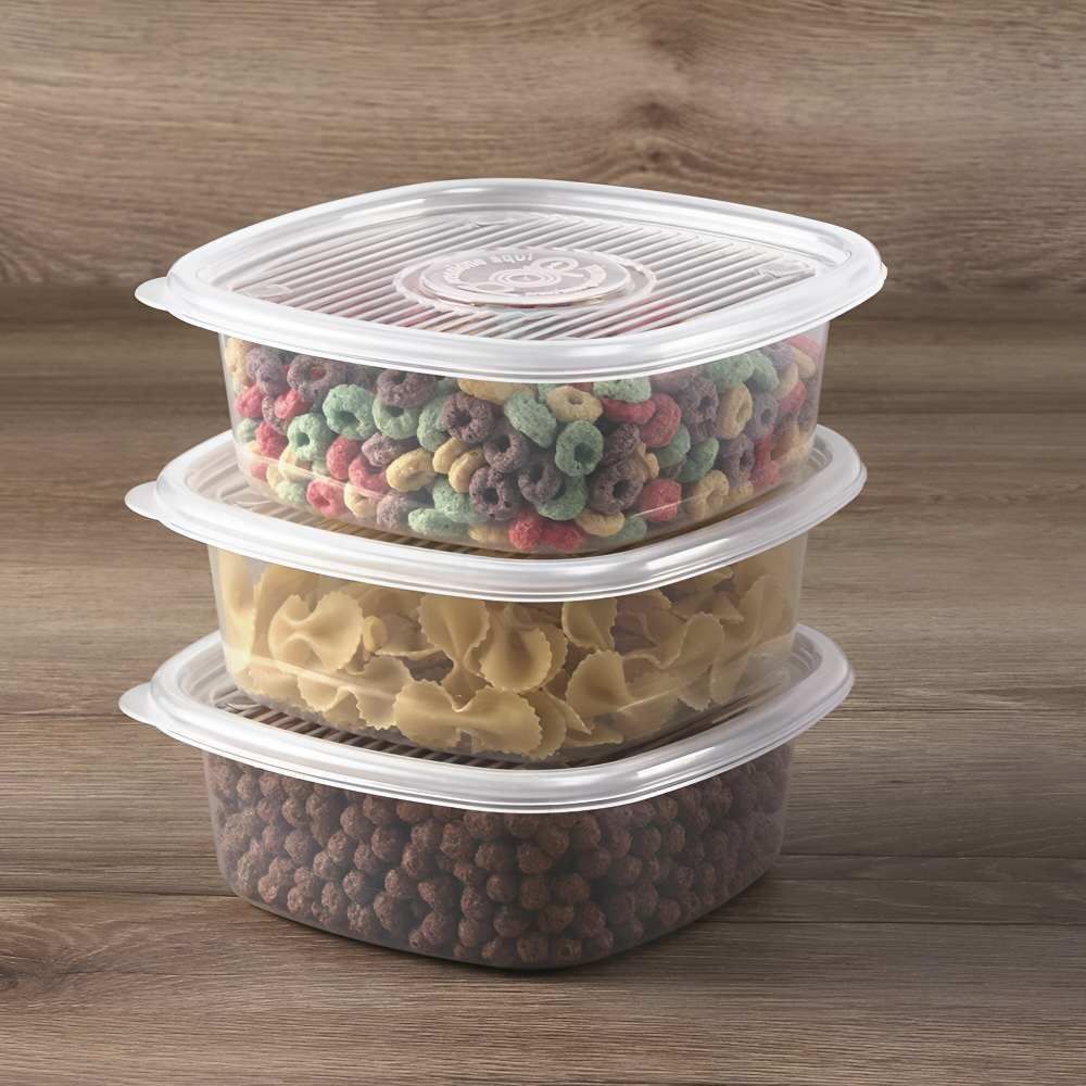 Jogo De Pote Quadrado Pop 1 Litro Plasútil - Transparente