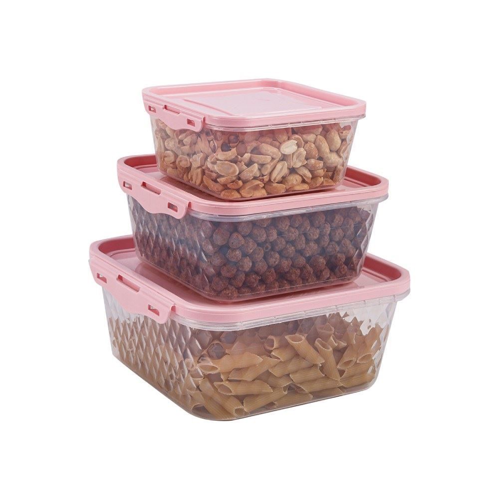 Jogo De Potes Cristal Plasvale 3 Peças - Transparente