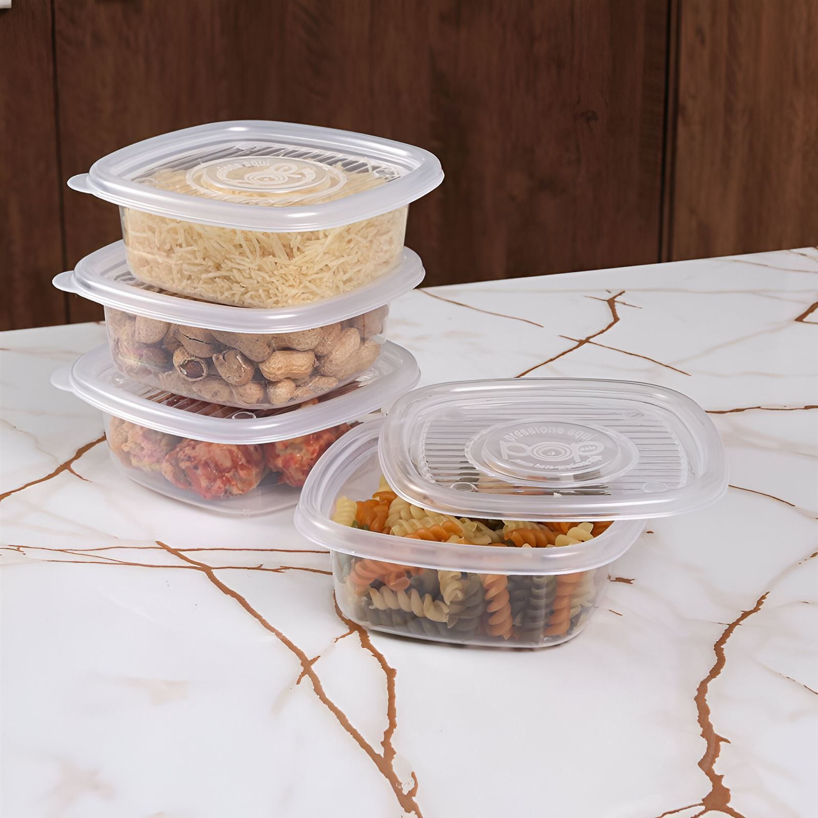 Jogo De Potes Quadrados Pop Plasútil 400Ml - 4 Peças