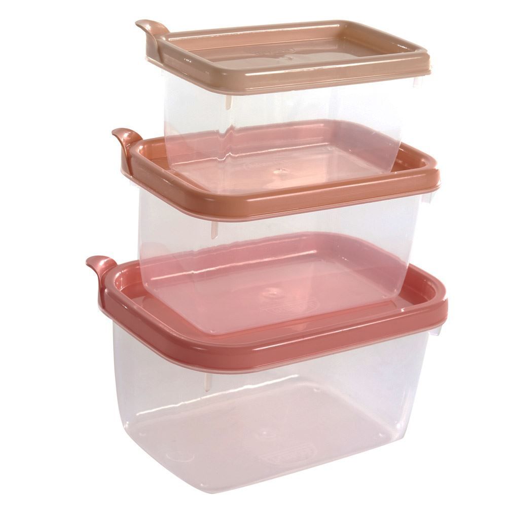 Jogo De Potes Retangular Plasútil Conect 3 Peças - 14403