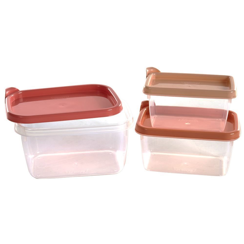 Jogo De Potes Retangular Plasútil Conect 3 Peças - 14403