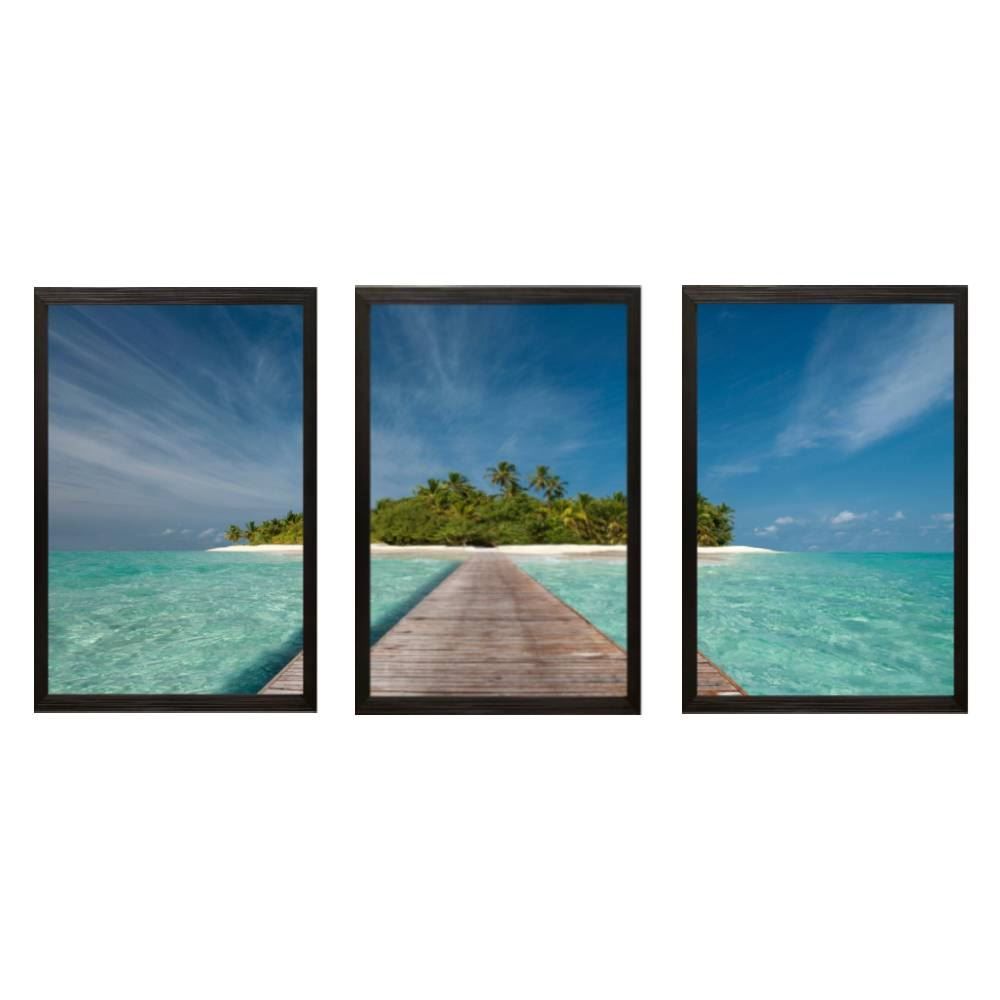 Jogo De Quadros Fx Quadros 28Cm 3 Peças - Mar Azul