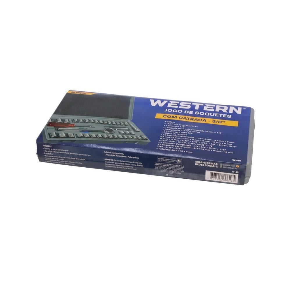 Jogo De Soquete Com 40 Peças Western W40 - Aço