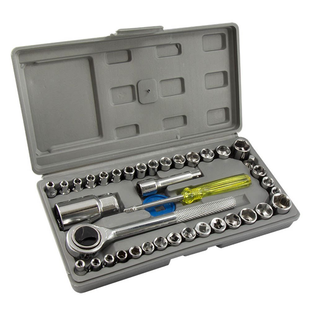 Jogo De Soquete Com Maleta Western 39 Peças - Prata