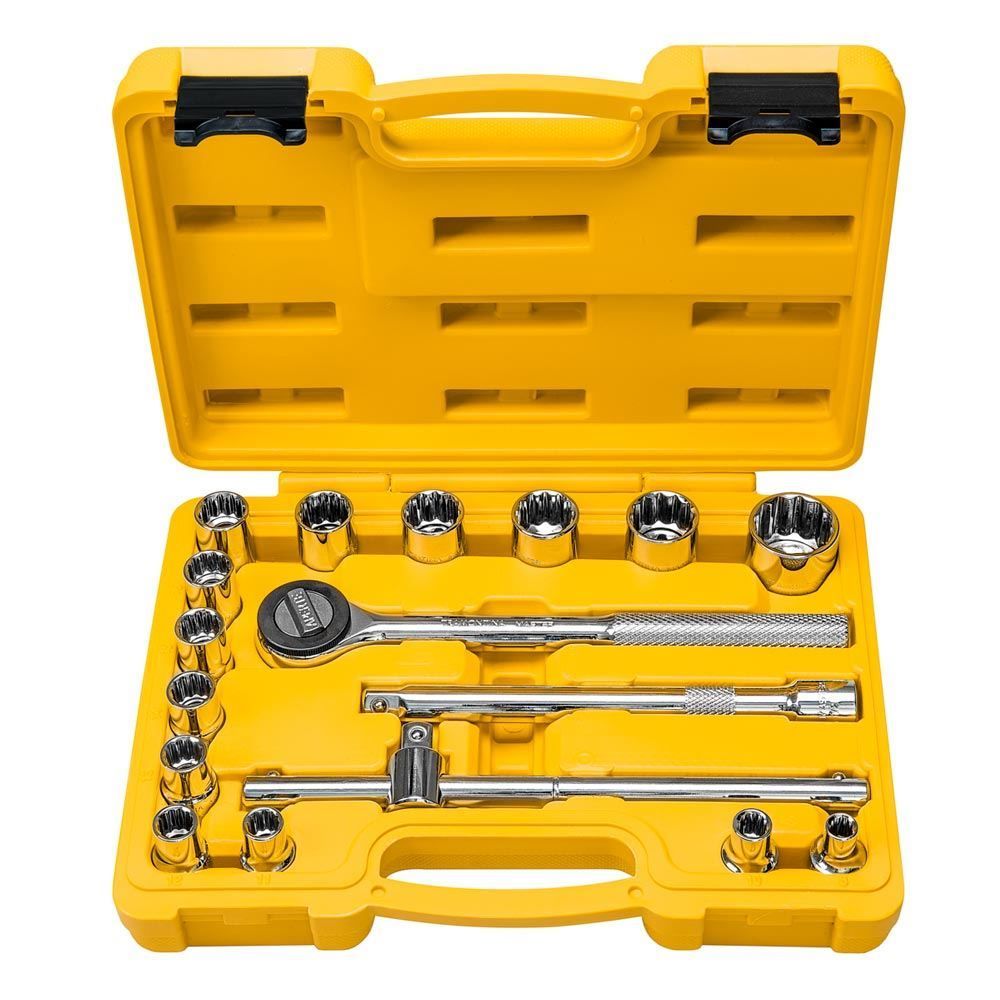 Jogo De Soquetes Estriados Encaixe 1/2" Com Maleta Tramontina - 43600/017