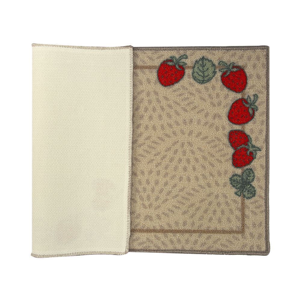 Jogo De Tapetes Napoli Para Cozinha 2 Peças Havan - Morangos Taupe