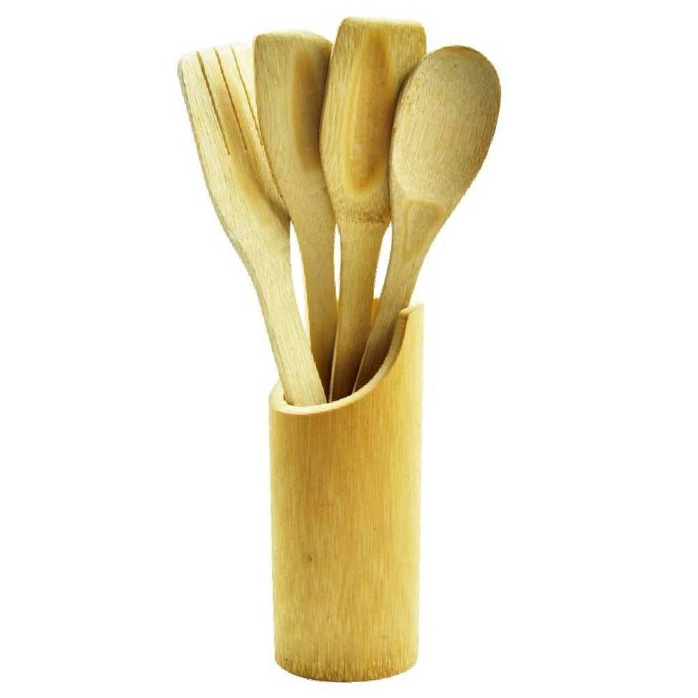 Jogo De Utensílios Bambu 5 Peças - Imporiente