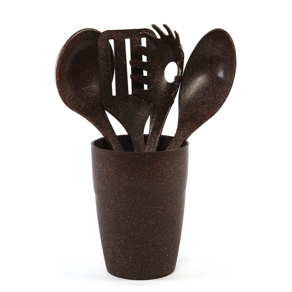 Jogo De Utensílios Com Suporte Imbuia Evo - 5 peças