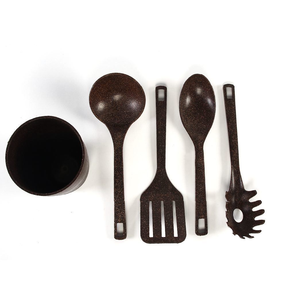 Jogo De Utensílios Com Suporte Imbuia Evo - 5 peças