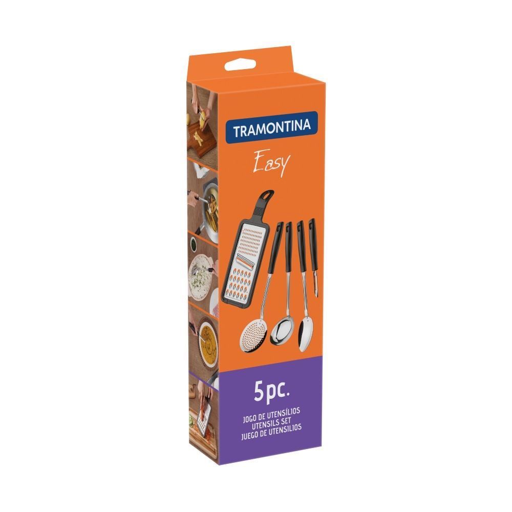 Jogo De Utensílios Easy Tramontina 5 Peças - Aço Inox