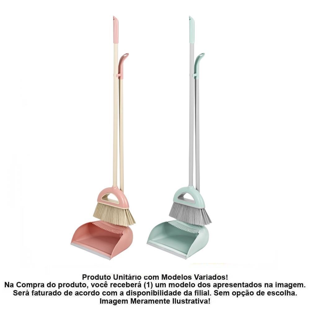 Jogo De Vassoura E Pá Com Cabo Plasvale - Sortido