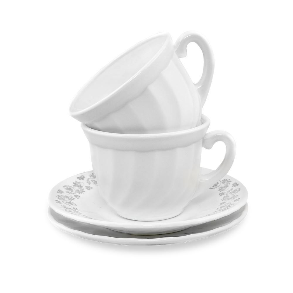 Jogo De Xícaras Com Pires Opaline Milano 190Ml Havan Casa 12 Pçs - Branco
